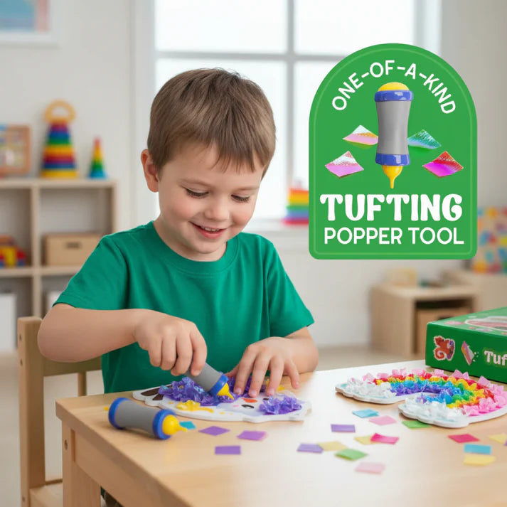 Kreativni paket 2+1 GRATIS | Tufting komplet + Pom Pom komplet + Folija zabava | za otroke 6+