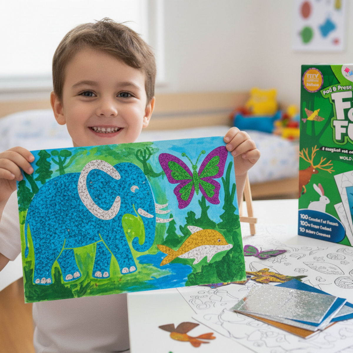 Foil Fun | Ustvari živalice s svetlečimi lističi brez nereda | za otroke 3+