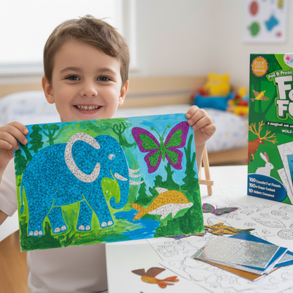 Foil Fun | Ustvari živalice s svetlečimi lističi brez nereda | za otroke 3+