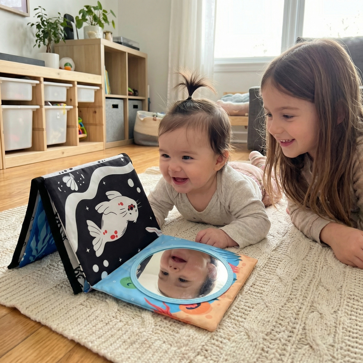 Senzorična igrača za igro na trebuščku z trobljo | 0–12 mesecev