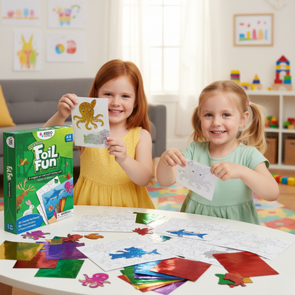 Foil Fun | Ustvari živalice s svetlečimi lističi brez nereda | za otroke 3+
