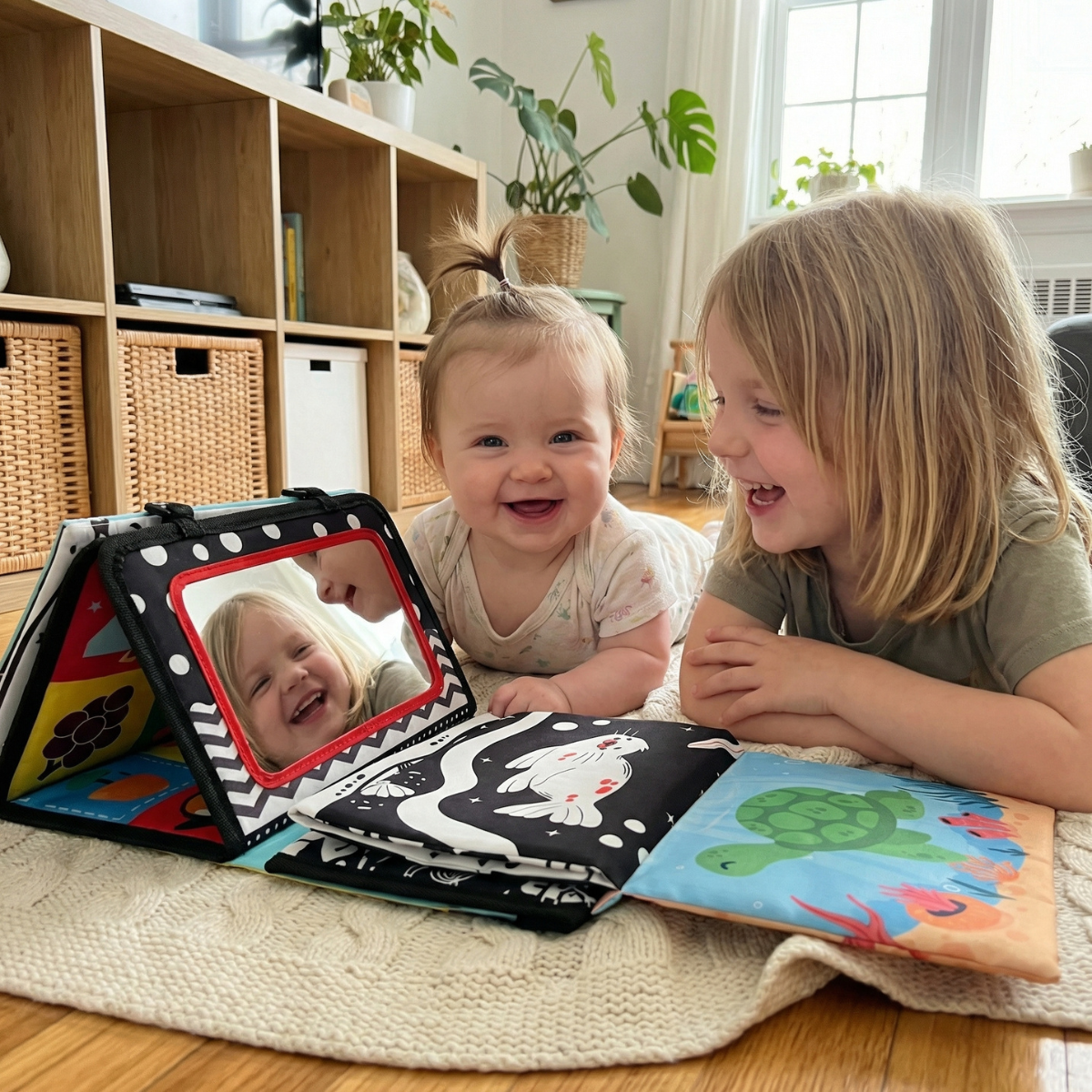 Senzorična igrača za igro na trebuščku z trobljo | 0–12 mesecev