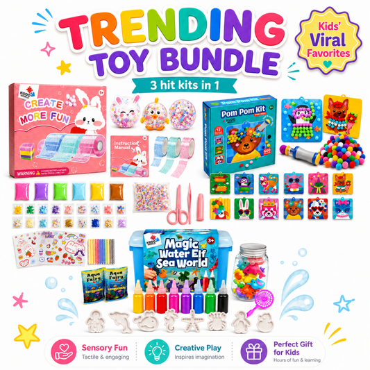 TOP HIT BUNDLE: Pom Pom Kit, Magic Water Squishies & Bubble Squishies