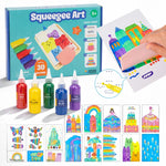 Squeegee Art Kit | Set s 5 barvami in čarobno lopatko za ustvarjanje risbic brez čopičev | za otroke 5+