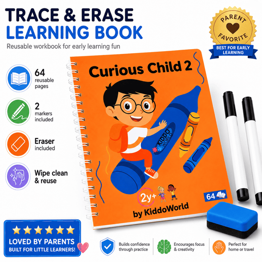 Curious Child 2 | Piši-briši zvezek za učenje pisanja (64 strani, 2+ leta)
