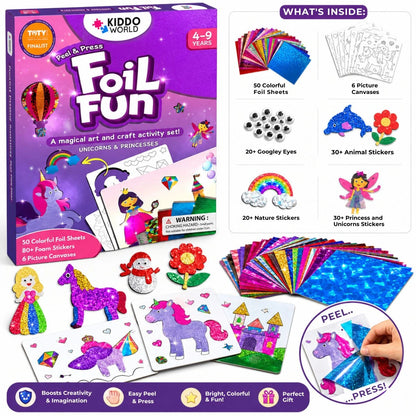 Foil Fun: Samorogi in princeske – Ustvarite bleščeče pravljice brez nereda! (4+ leta)