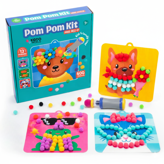Pom Pom Kit | Senzorična ustvarjalna igra s puhastimi kroglicami | za otroke 5+