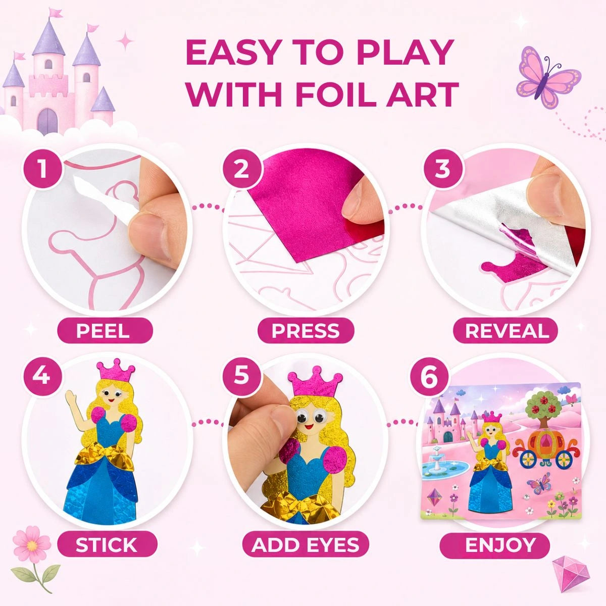 Foil Fun: Samorogi in princeske – Ustvarite bleščeče pravljice brez nereda! (4+ leta)