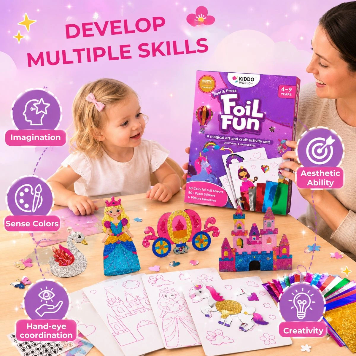 ULTIMATIVNI USTVARJALNI PAKET: Pom Pom Kit, Tufting Kit & Foil Fun Princeske