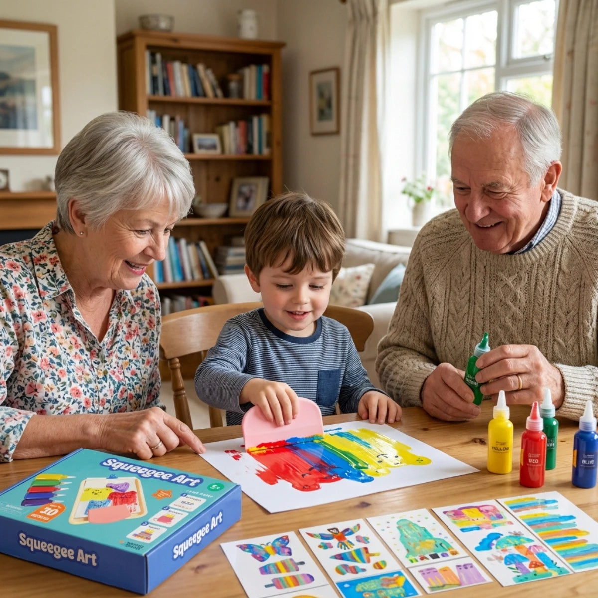 Squeegee Art Kit | Set s 5 barvami in čarobno lopatko za ustvarjanje risbic brez čopičev | za otroke 5+