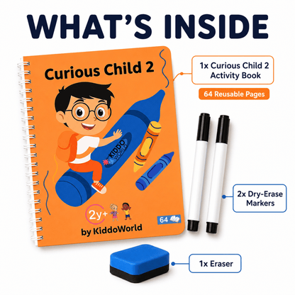 Curious Child 2 | Piši-briši zvezek za učenje pisanja (64 strani, 2+ leta)