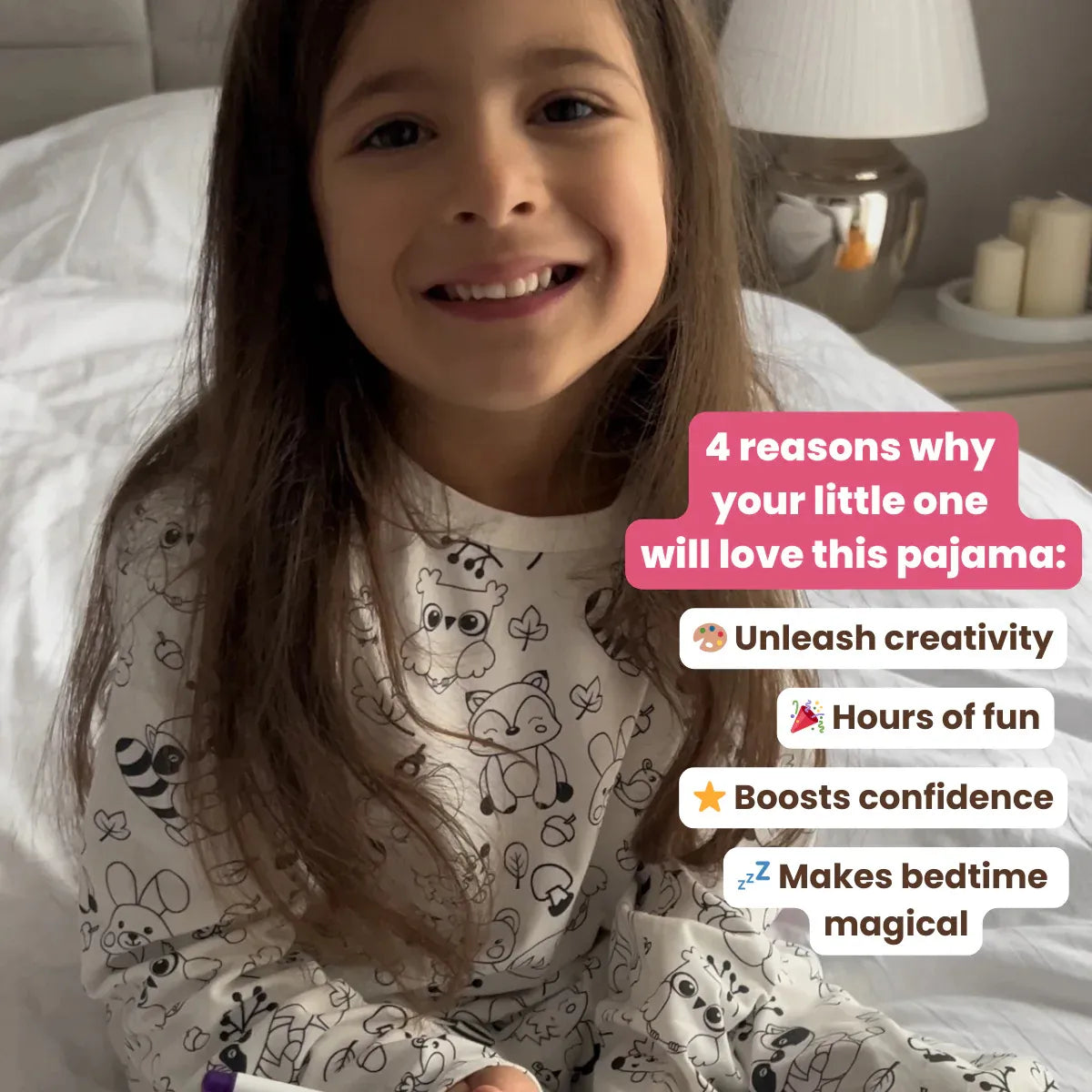 Dvodelna otroška pižama za pobarvati | Gozdne živalice (4-8 let)