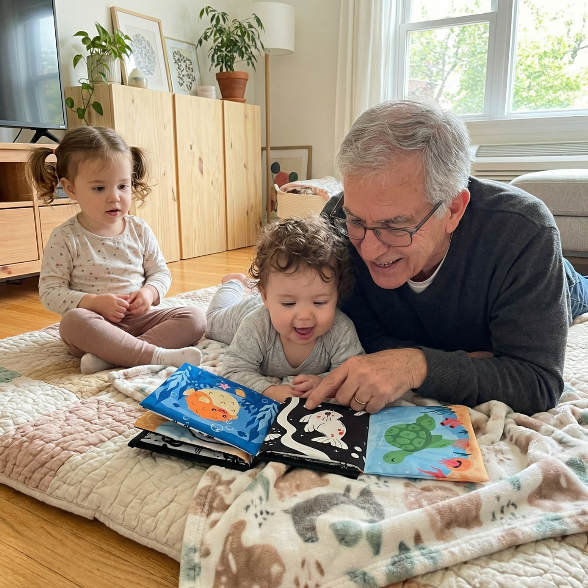 Senzorična igrača za igro na trebuščku z trobljo | 0–12 mesecev