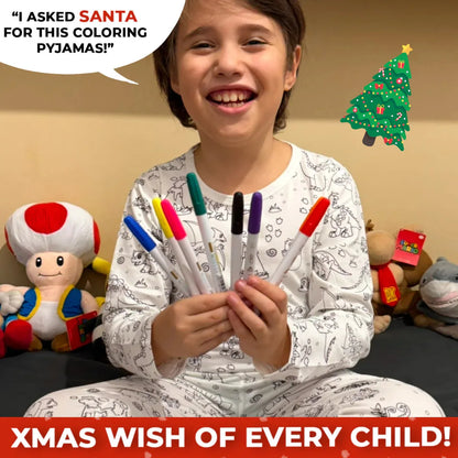 Dvodelna otroška pižama za pobarvati | Dinozavri (4-8 let)