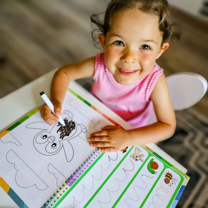 Curious Child Colors | Piši-briši zvezek za učenje pisanja (64 strani, 2+ leta)