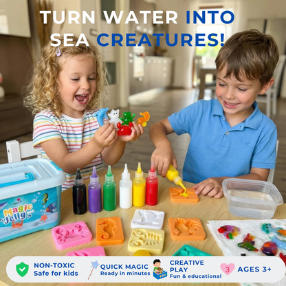 Magic Water Squishy Refill Pack – Polnilo 4 barve + 1 čarobni prah (Kompatibilno z vsemi seti, 3+ leta)