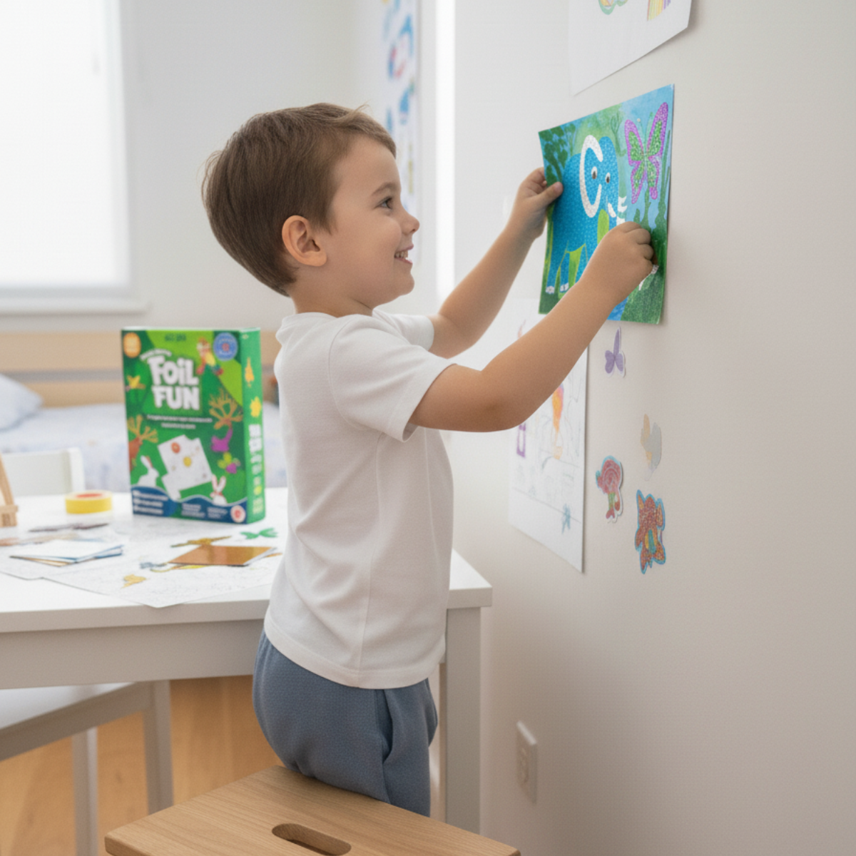 Foil Fun | Ustvari živalice s svetlečimi lističi brez nereda | za otroke 3+