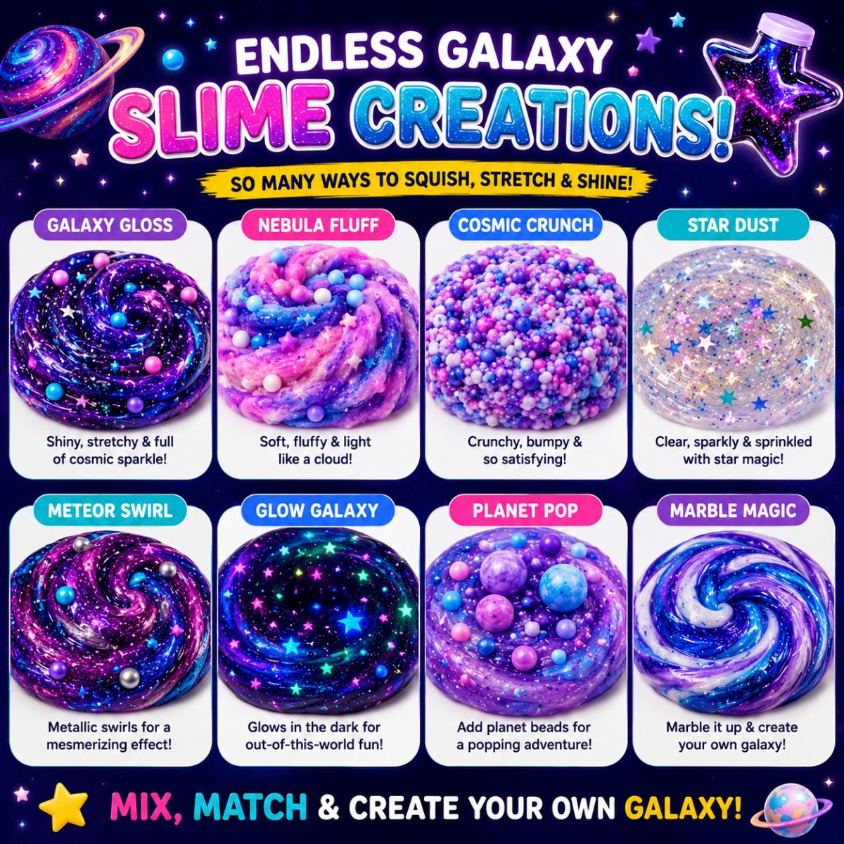 DIY Slime Squishies – Galaksija (4+ let)