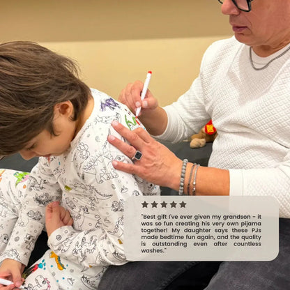 Dvodelna otroška pižama za pobarvati | Dinozavri (4-8 let)