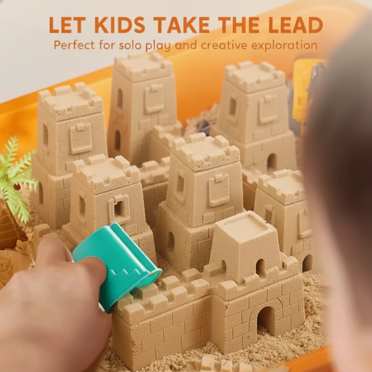 Senzorična škatla z magnetnim peskom in svetlečimi kamenčki | Gradbišče | za otroke 3+