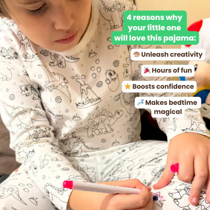 Dvodelna otroška pižama za pobarvati | Dinozavri (4-8 let)