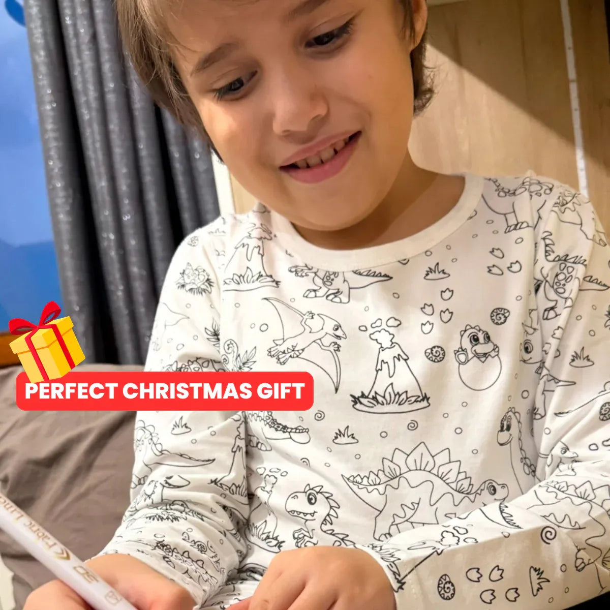 Dvodelna otroška pižama za pobarvati | Dinozavri (4-8 let)