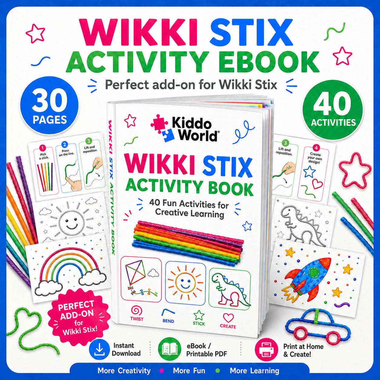 Wikki Stix: Velika e-knjiga aktivnosti (30 strani in 40 nalog)