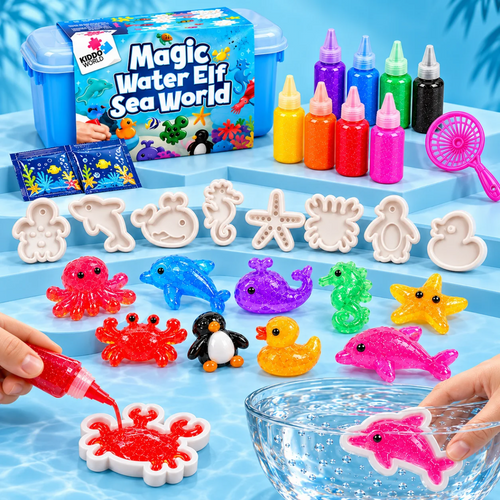 Magic Water Squishies – barvni geli, modelčki in gotovi squishyji