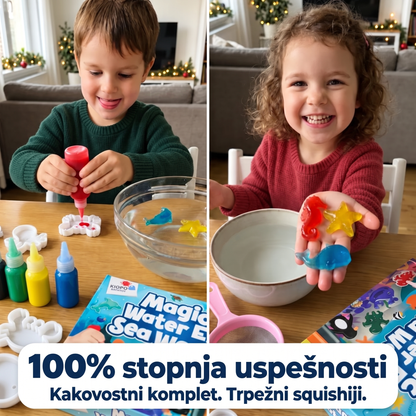 Magic Water Squishies – 3× ustvarjalni komplet za izdelavo 3D-figuric | Morski svet, Kmetija in Džungla | 3+ leta