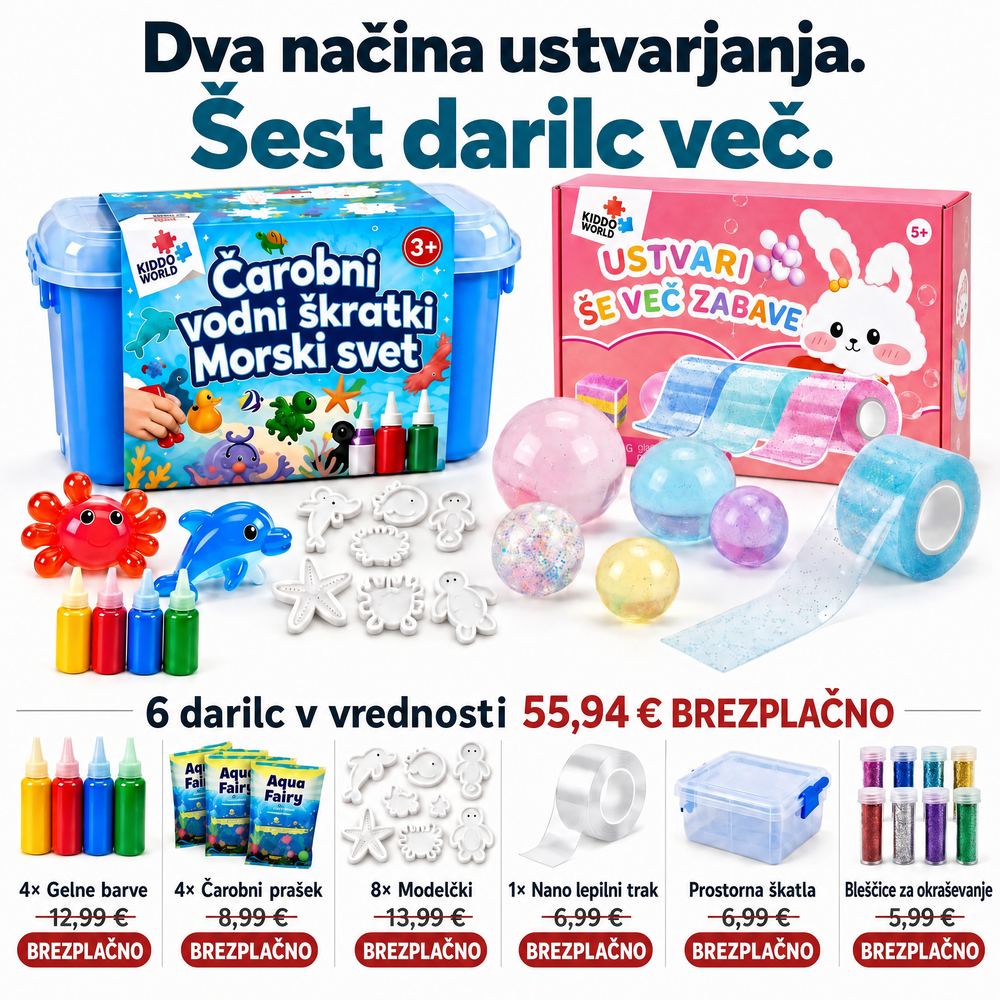 Veliki senzorični paket | 2 kompleta + 6 daril BREZPLAČNO – Nano Bubble Squishies in Magic Water Squishies