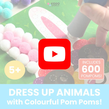 Pom Pom Kit – Ustvari čarobne 3D živalice iz puhastih cofkov, brez nereda! (5+ let)
